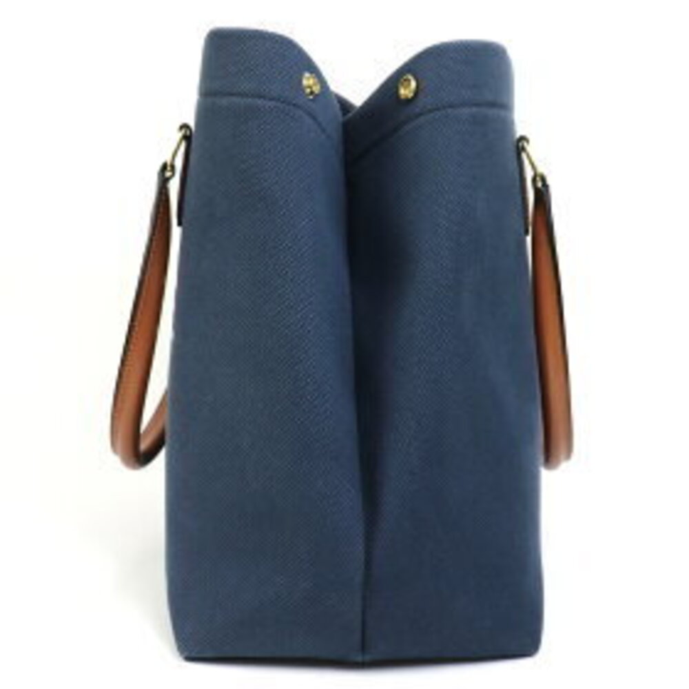 Celine Cabas Canvas Tote Bag Navy Blue Tan - Picture 5 of 7